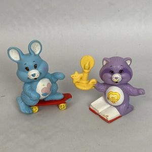 Vintage 1984 Care Bear Cousin Bright Heart Racoon Swift Heart Rabbit Mini PVC